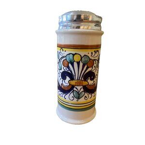 Boston Warehouse Cheese Shaker Ceramic With Silver Lid 5.5" H X 2.25" W